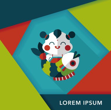 Çin yeni yılı uzun gölge, eps10 Çin maskot düz simgesiyle