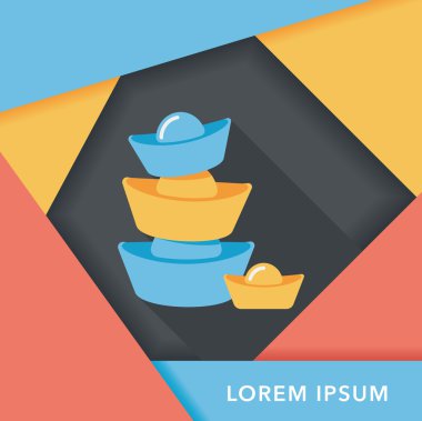 Çin yeni yılı uzun gölge, eps10, Altın külçe de düz simgesiyle