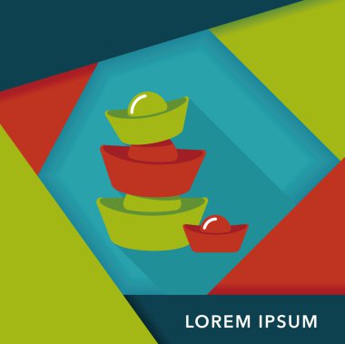 Çin yeni yılı uzun gölge, eps10, Altın külçe de düz simgesiyle