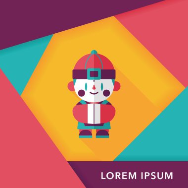 Çin yeni yılı çocuk düz simgesi ile uzun gölge, eps10