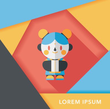 Çin yeni yılı kız uzun gölge, eps10 düz simgesiyle