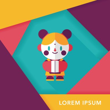 Çin yeni yılı kız uzun gölge, eps10 düz simgesiyle