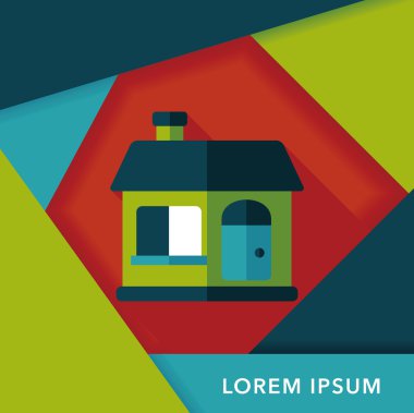 Bina evi uzun gölge, eps10 düz simgesiyle