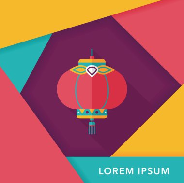 Çin yeni yılı uzun gölge, eps10, Çinli bir dekor ile düz simgesi