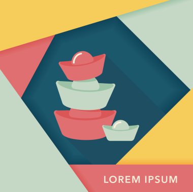 Çin yeni yılı uzun gölge, eps10, Altın külçe de düz simgesiyle