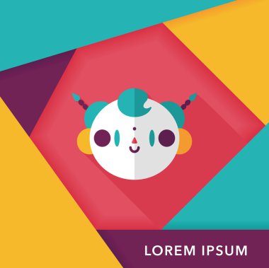 Çin yeni yılı çocuk düz simgesi ile uzun gölge, eps10