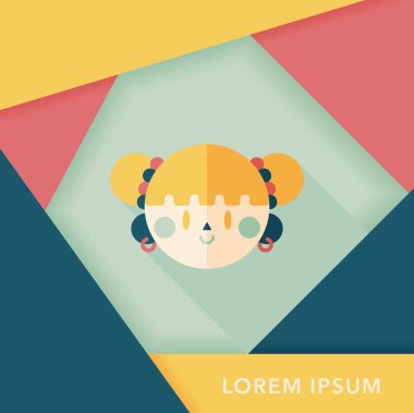 Çin yeni yılı kız uzun gölge, eps10 düz simgesiyle