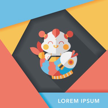 Çin yeni yılı uzun gölge, eps10 Çin maskot düz simgesiyle