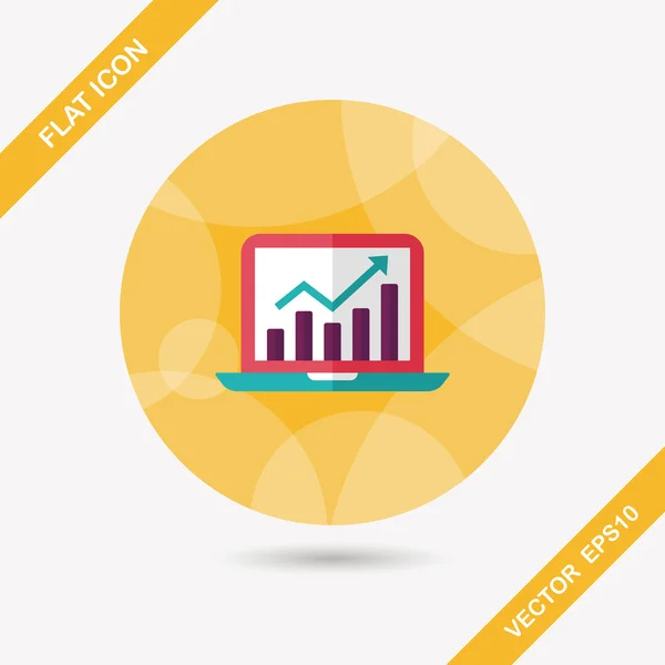 Gráfico de negocios icono plano con sombra larga, eps10 — Archivo Imágenes Vectoriales