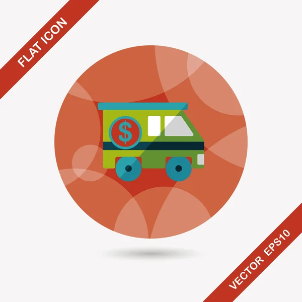 Armored car flat icon with long shadow, eps10 — стоковый вектор