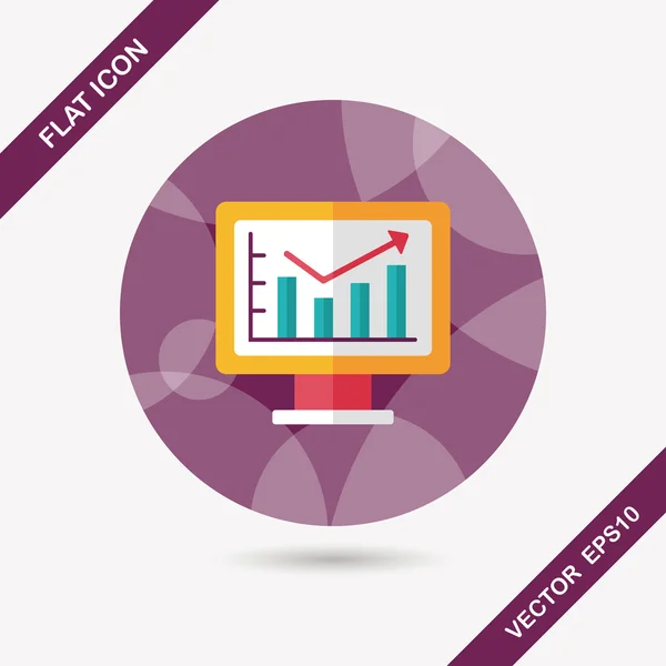 Gráfico de negócios ícone plano com sombra longa, eps10 —  Vetores de Stock