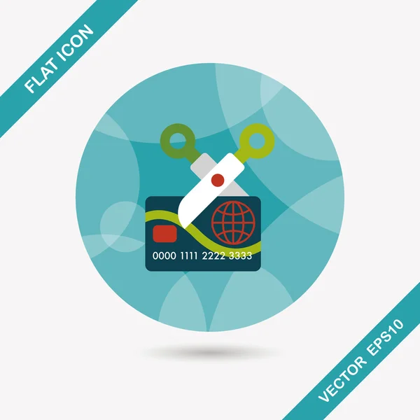 Creditcard platte pictogram met lange schaduw, eps10 — Stockvector