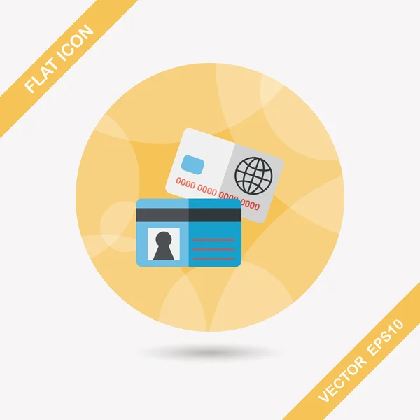 Creditcard platte pictogram met lange schaduw, eps10 — Stockvector