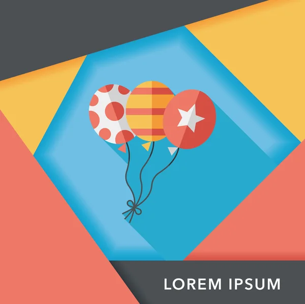 Повітряні кулі плоский значок з довгою тінь, триває10 — стоковий вектор