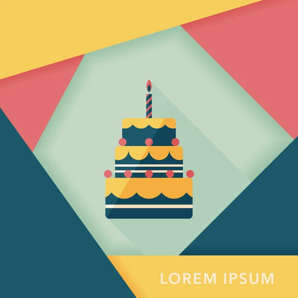 Pastel de cumpleaños icono plano con sombra larga, eps10 — Archivo Imágenes Vectoriales
