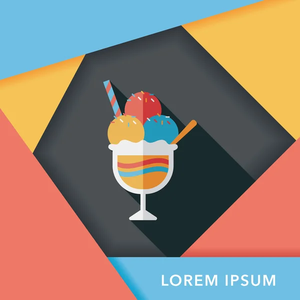 Icône plate crème glacée avec ombre longue, eps10 — Image vectorielle