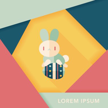 Paskalya tavşanı düz simgesi ile uzun gölge, eps10