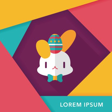 Paskalya tavşanı düz simgesi ile uzun gölge, eps10