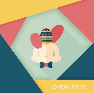 Paskalya tavşanı düz simgesi ile uzun gölge, eps10