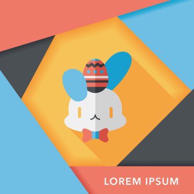 Paskalya tavşanı düz simgesi ile uzun gölge, eps10