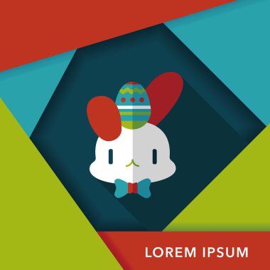 Paskalya tavşanı düz simgesi ile uzun gölge, eps10