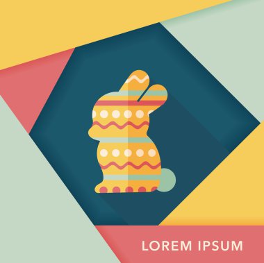 Paskalya tavşanı düz simgesi ile uzun gölge, eps10