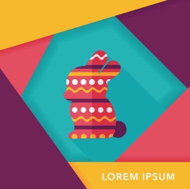 Paskalya tavşanı düz simgesi ile uzun gölge, eps10