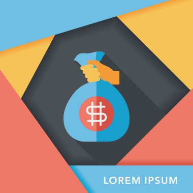 Uzun Gölge, eps10 ile para çantası düz simgesi