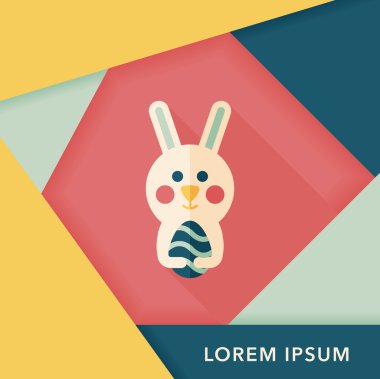 Paskalya tavşanı düz simgesi ile uzun gölge, eps10