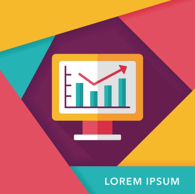 iş grafik düz simgesini uzun gölge, eps10 ile