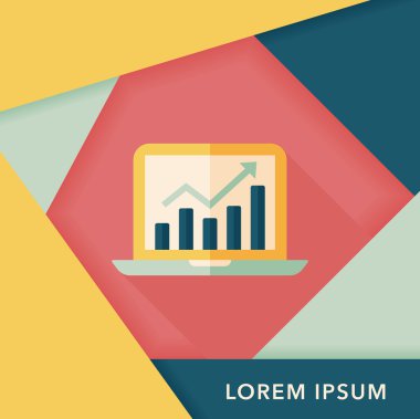 iş grafik düz simgesini uzun gölge, eps10 ile