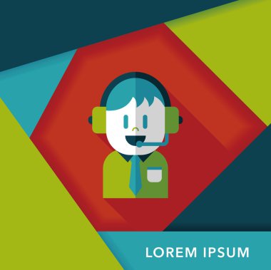 Müşteri Servisi simgesini uzun gölge, eps10 ile