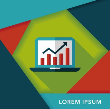 iş grafik düz simgesini uzun gölge, eps10 ile