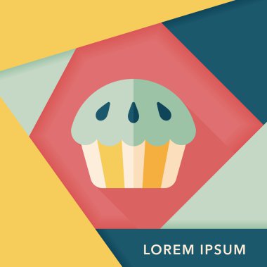 cupcake düz simgesi ile uzun gölge, eps10