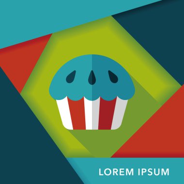 cupcake düz simgesi ile uzun gölge, eps10