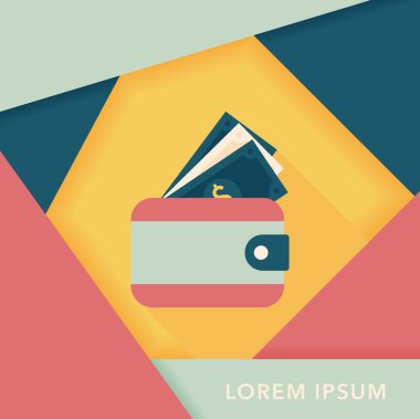 m-cüzdan ile uzun gölge, eps10 düz simgesi