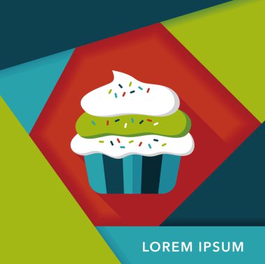 cupcake düz simgesi ile uzun gölge, eps10