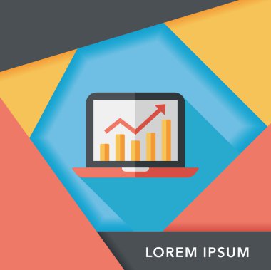 iş grafik düz simgesini uzun gölge, eps10 ile