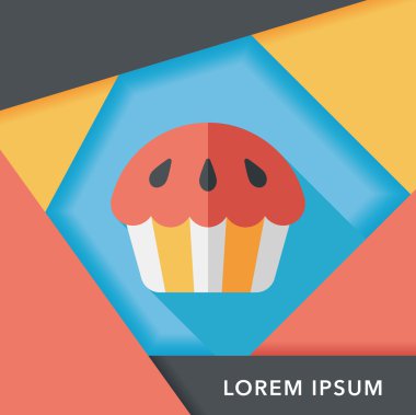 cupcake düz simgesi ile uzun gölge, eps10