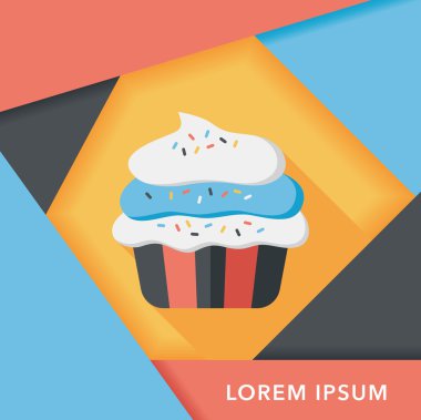 cupcake düz simgesi ile uzun gölge, eps10