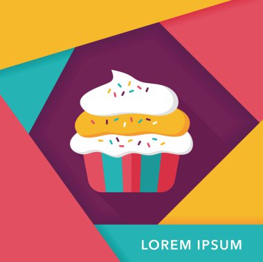 cupcake düz simgesi ile uzun gölge, eps10