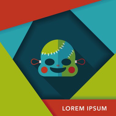 Cadılar Bayramı zombi düz simgesi ile uzun gölge, eps10