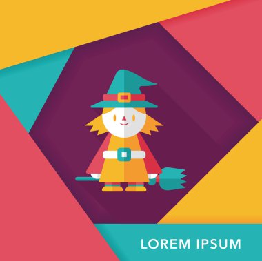 Cadı düz simgesi ile uzun gölge, eps10