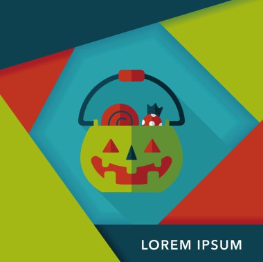 Cadılar Bayramı Balkabağı uzun gölge, eps10 kutusunu düz simge şeklinde