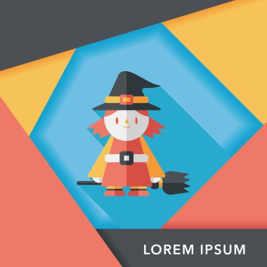 Cadı düz simgesi ile uzun gölge, eps10