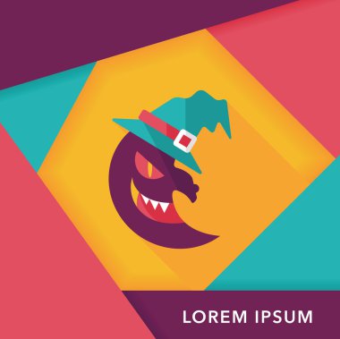 Cadılar Bayramı ay düz simgesi ile uzun gölge, eps10