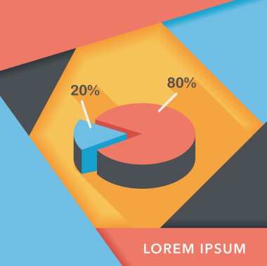 iş grafik düz simgesini uzun gölge, eps10 ile