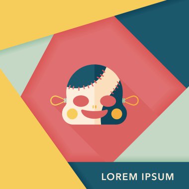 Cadılar Bayramı zombi düz simgesi ile uzun gölge, eps10