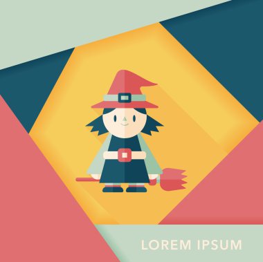 Cadı düz simgesi ile uzun gölge, eps10