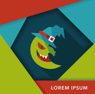 Cadılar Bayramı ay düz simgesi ile uzun gölge, eps10